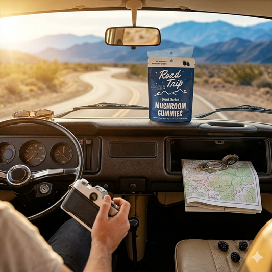 Road Trip Desert Stardust Mushroom Gummies – Nootropic Blend for Focus & Mood Support (Blue Raspberry, 1-Pack)