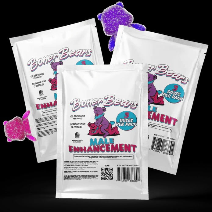 Boner Bears resealable gummy pack for men – portable male vitality supplement by MyWelnix
