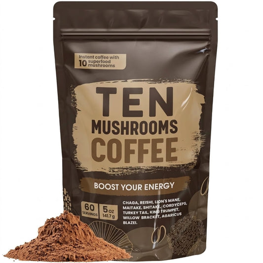 Ten Mushrooms Coffee 60-serving jar with Lion's Mane, Cordyceps and Reishi blend – MyWelnix